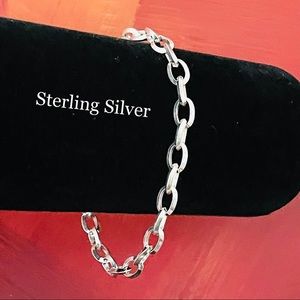 STERLING SILVER 925 ROLO LINK CHAIN BRACELET CABLE